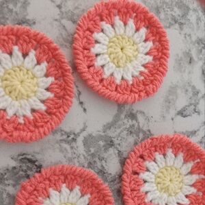 Spring blooms crochet coasters